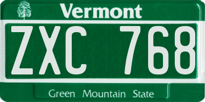 VT license plate ZXC768