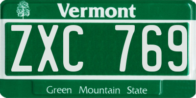 VT license plate ZXC769