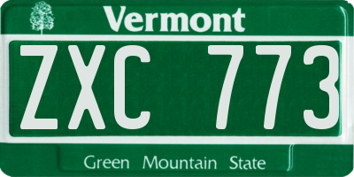 VT license plate ZXC773