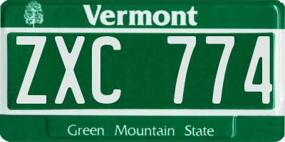 VT license plate ZXC774