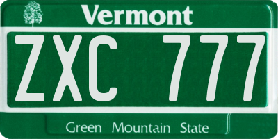 VT license plate ZXC777