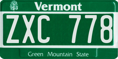 VT license plate ZXC778