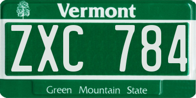 VT license plate ZXC784