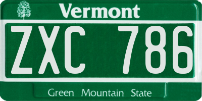 VT license plate ZXC786