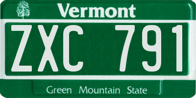 VT license plate ZXC791