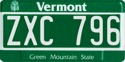 VT license plate ZXC796