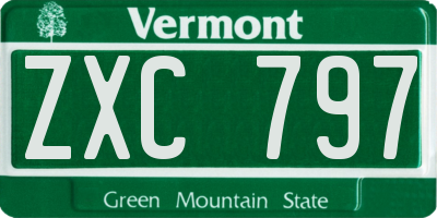 VT license plate ZXC797