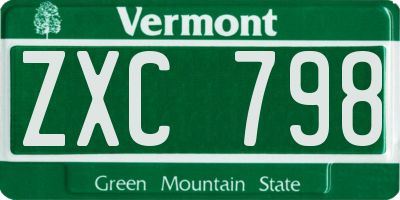 VT license plate ZXC798