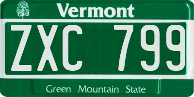 VT license plate ZXC799