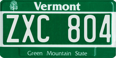 VT license plate ZXC804