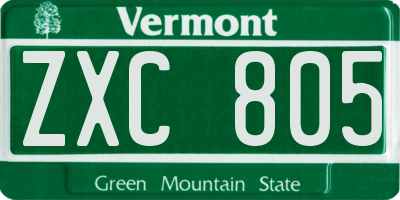 VT license plate ZXC805
