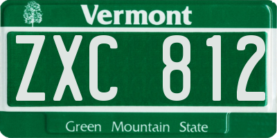 VT license plate ZXC812