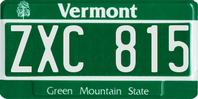 VT license plate ZXC815