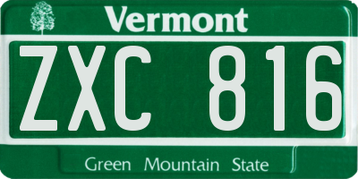 VT license plate ZXC816