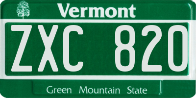 VT license plate ZXC820