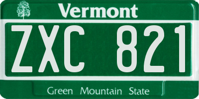 VT license plate ZXC821