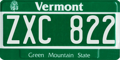 VT license plate ZXC822