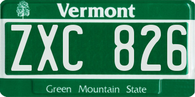 VT license plate ZXC826