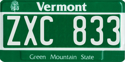 VT license plate ZXC833