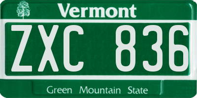 VT license plate ZXC836