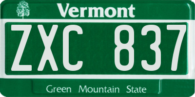 VT license plate ZXC837