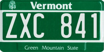 VT license plate ZXC841
