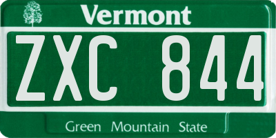 VT license plate ZXC844