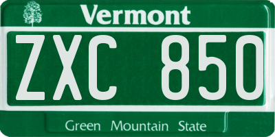 VT license plate ZXC850