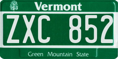 VT license plate ZXC852