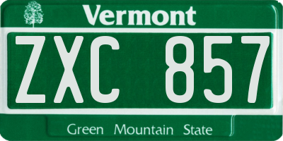 VT license plate ZXC857