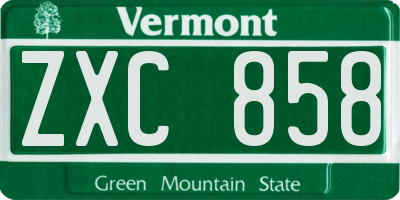 VT license plate ZXC858