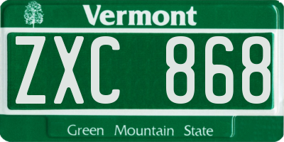 VT license plate ZXC868