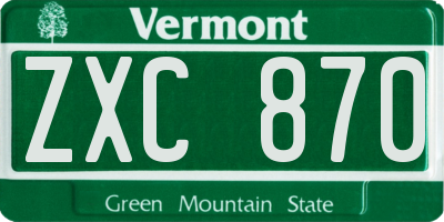 VT license plate ZXC870