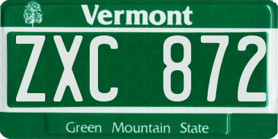 VT license plate ZXC872