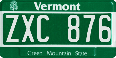 VT license plate ZXC876