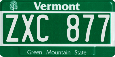 VT license plate ZXC877