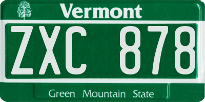VT license plate ZXC878