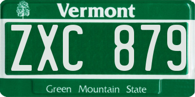 VT license plate ZXC879