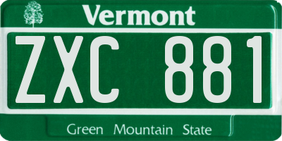 VT license plate ZXC881