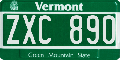 VT license plate ZXC890