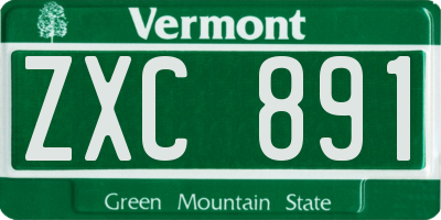 VT license plate ZXC891