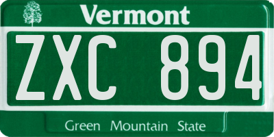 VT license plate ZXC894