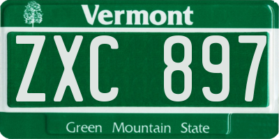 VT license plate ZXC897