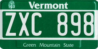 VT license plate ZXC898