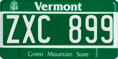 VT license plate ZXC899