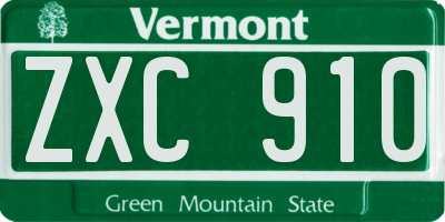 VT license plate ZXC910