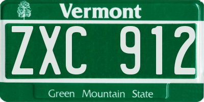 VT license plate ZXC912