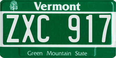 VT license plate ZXC917