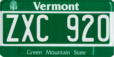 VT license plate ZXC920