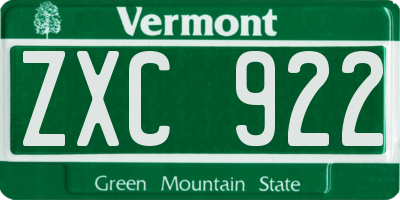 VT license plate ZXC922